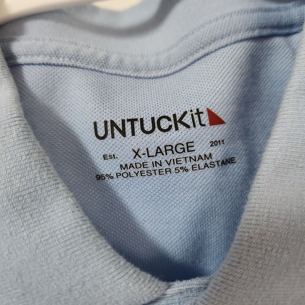 UNTUCKit Mens Short Sleeve Regular Fit Ceasar Polo Shirt XL Sky Blue W/ pocket - Picture 2 of 10